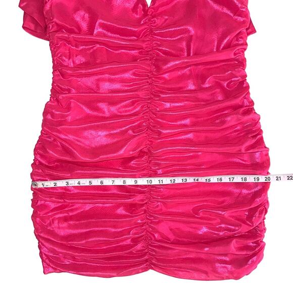 SOLD πNWT Lovers + Friends Kana Ruched Metallic Barbiecore Mini Dress Size L - Picture 15 of 16